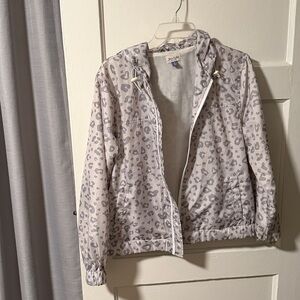 Women's Gray Leopard Print Rain Jacket